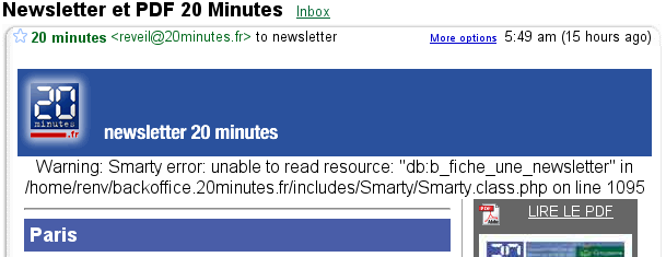 Warning: Smarty error: unable to read resource: db:b_fiche_une_newsletter in /home/renv/backoffice.20minutes.fr/includes/Smarty/Smarty.class.php on line 1095